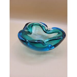 Vintage Italian Green Murano‎ Glass Ashtray or Bowl